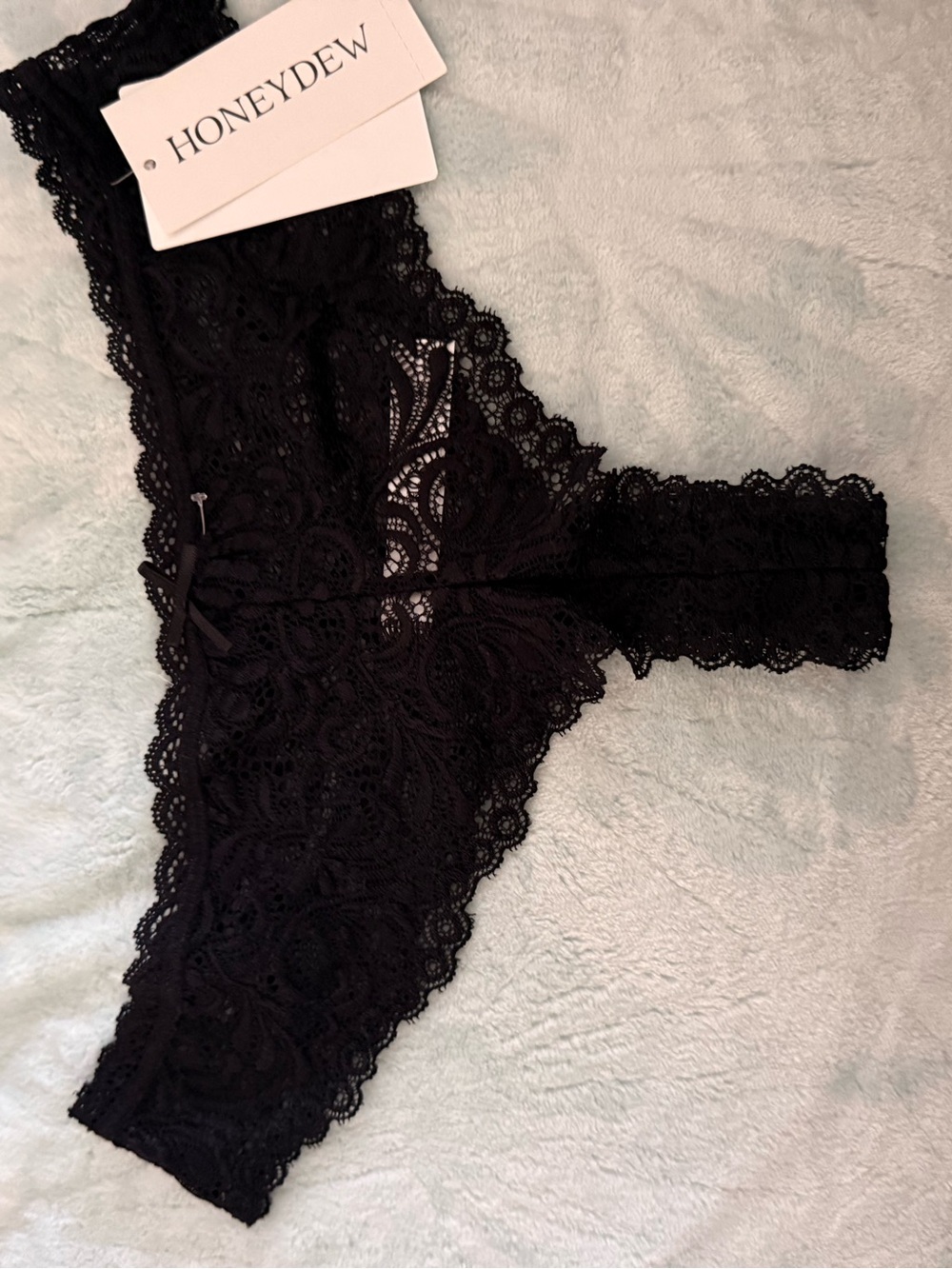 Honeydew Black Lace Women's Thong Panty - Classic Intimates